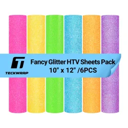 Teckwrap Fancy Glitter HTV Sheeets Pack (6 stk.)