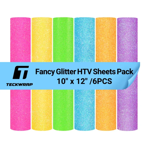 Teckwrap Fancy Glitter HTV Sheeets Pack (6 stk.)
