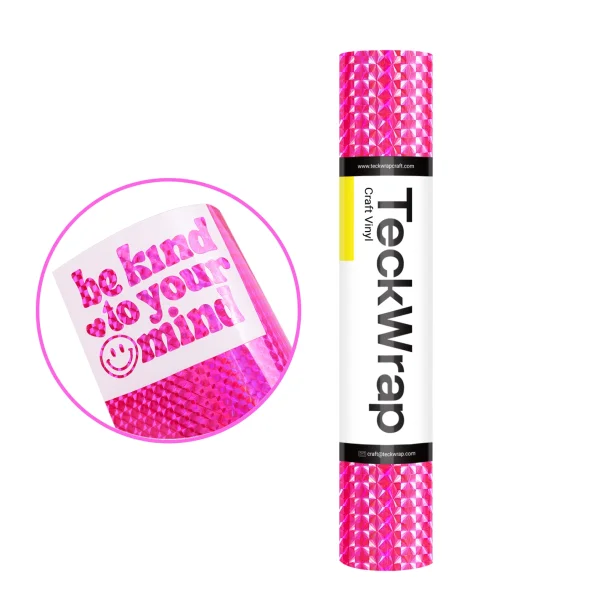 Teckwrap Holographic Diamond Vinyl - Neon Pink