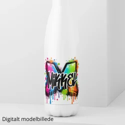 Drikkeflaske med navn - Grafitti Splash