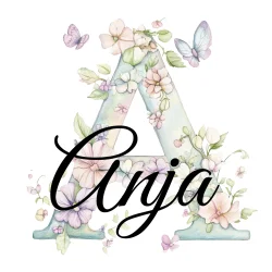 Drikkeflaske med navn - Green Floral