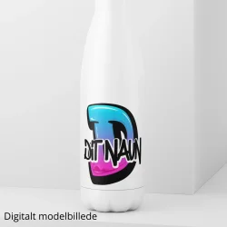 Drikkeflaske med navn - Sideways Blue-Pink