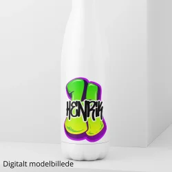 Drikkeflaske med navn - Sideways Green- Purple
