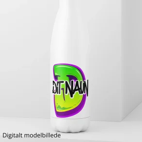 Drikkeflaske med navn - Sideways Green- Purple