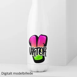 Drikkeflaske med navn - Sideways Pink-Green