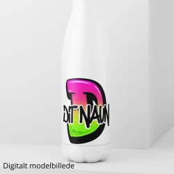 Drikkeflaske med navn - Sideways Pink-Green