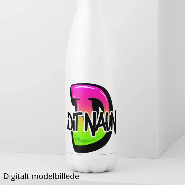 Drikkeflaske med navn - Sideways Pink-Green