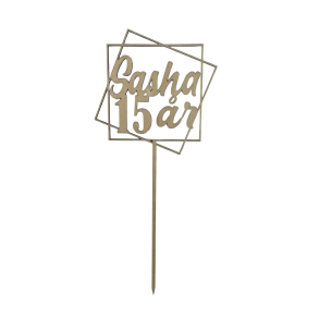 Caketopper - Navn og alder i firkanter