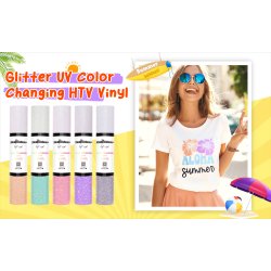 Glitter UV Color Changing Heat Transfer Vinyl - Blue