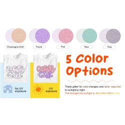 Glitter UV Color Changing Heat Transfer Vinyl - Blue