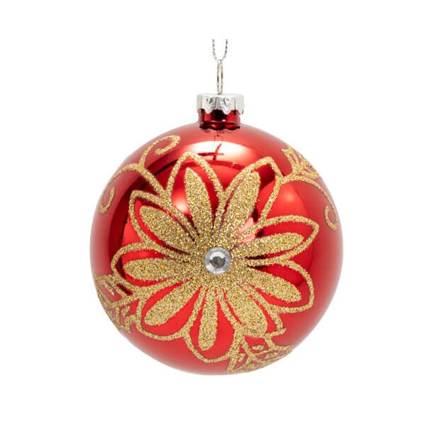 Julekugle med guldblomst